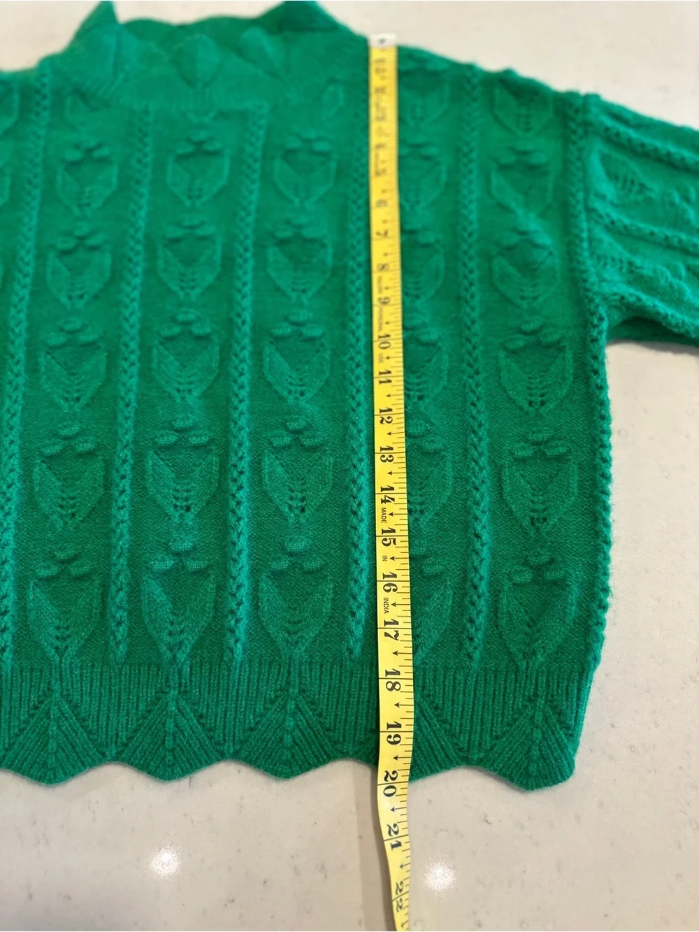 NWOT Cider Green Scalloped Pullover Sweater Size Small Knit Cotton Colorful